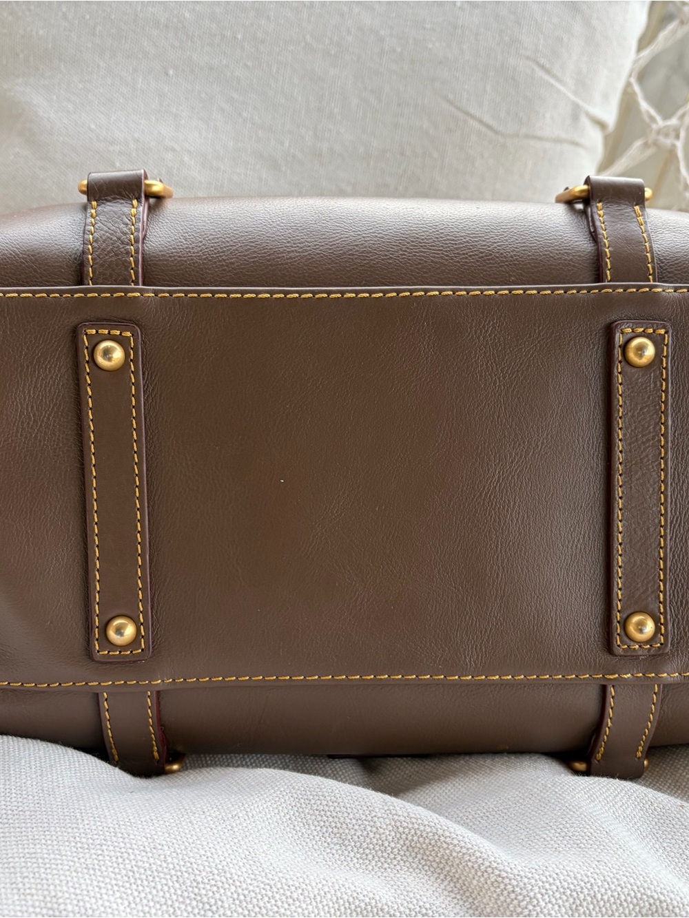 Dooney & Bourke Chocolate Brown Leather Shoulder Bag with Gold Hardware - Picture 3 of 6